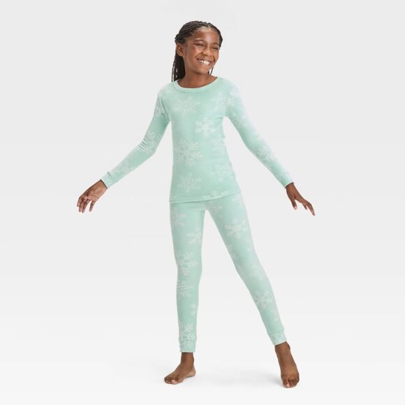 NEW Kids' 2pc Snowflakes' Snuggly Soft Snug Fit Pajama Set - Cat & Jack™ 14 - Picture 1 of 7
